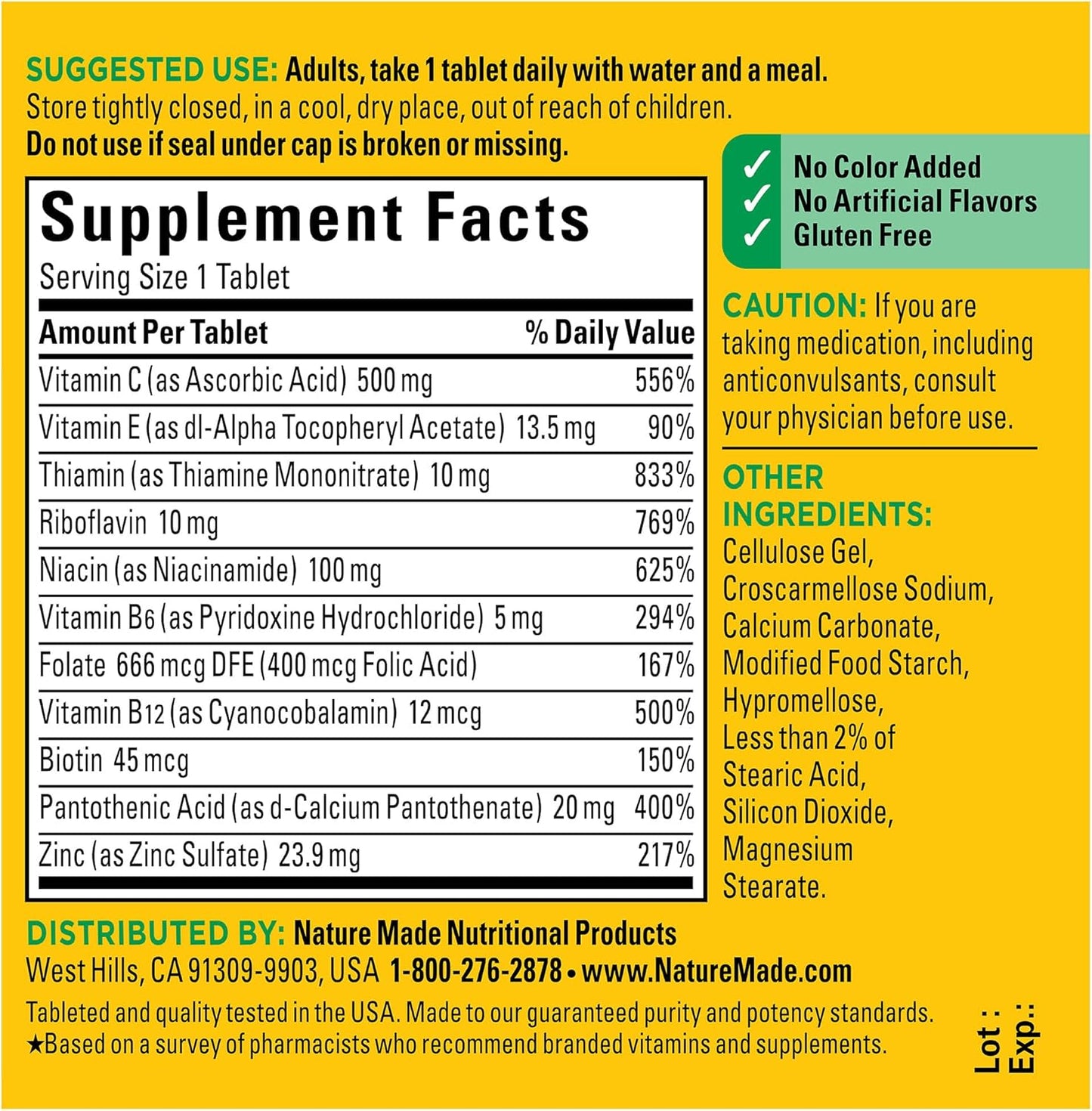Nature Made Stress B Complex with Vitamin C and Zinc 75 Tablets, 75 Day Supply