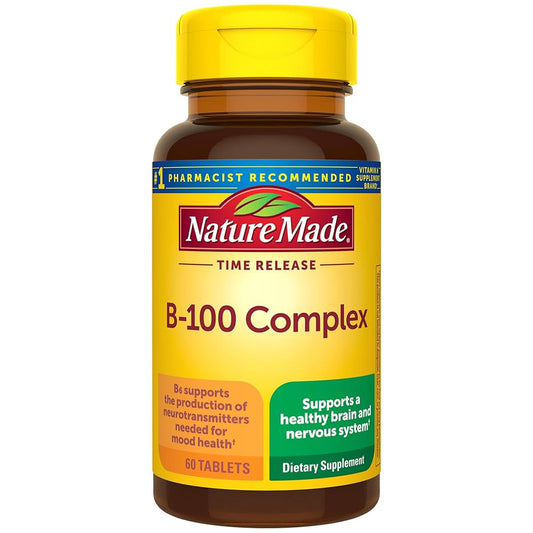 Nature Made Time Release Vitamin B-100 High Potency B Complex 60 Time Release Tablets, 60 Day Supply