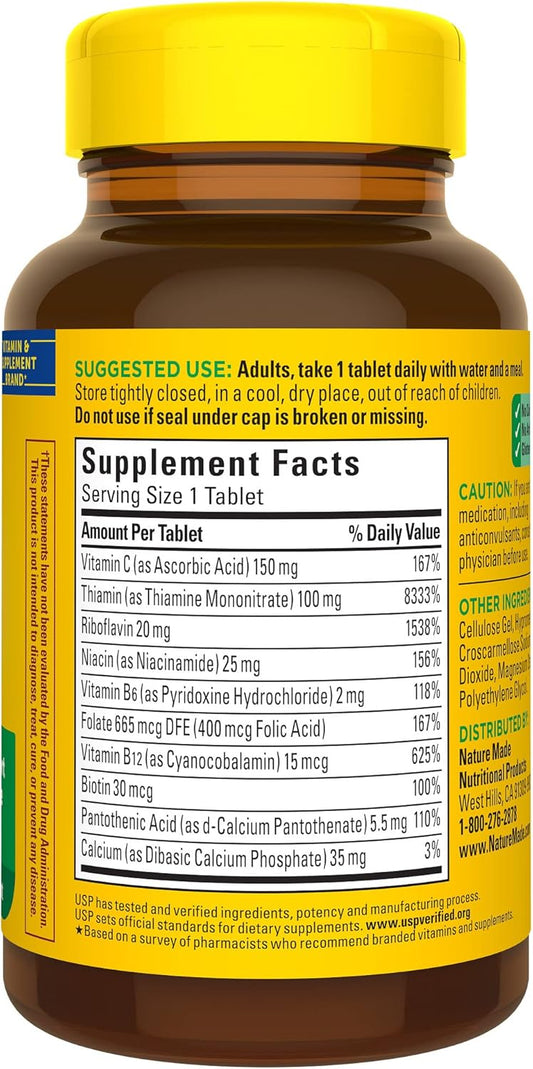 Nature Made Super B Complex with Vitamin C and Folic Acid, Dietary Supplement