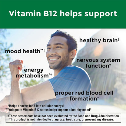 Nature Made Vitamin B12 1000 mcg, Easy to Take Sublingual B12 for Energy Metabolism Support